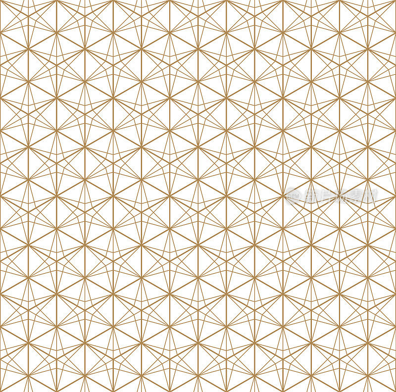 无缝日本图案shoji kumiko在金色。钻石网格。